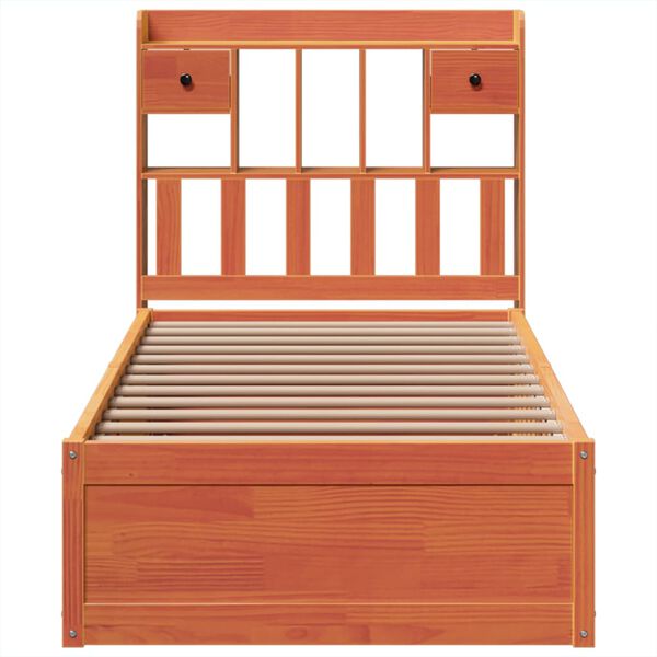 vidaXL Massivholzbett ohne Matratze Wachsbraun 75x190 cm Kiefernholz