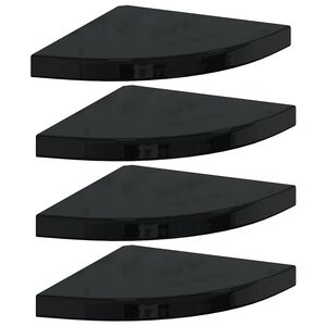 vidaXL Eck-Schweberegale 4 Stk. Hochglanz-Schwarz 35x35x3,8 cm MDF