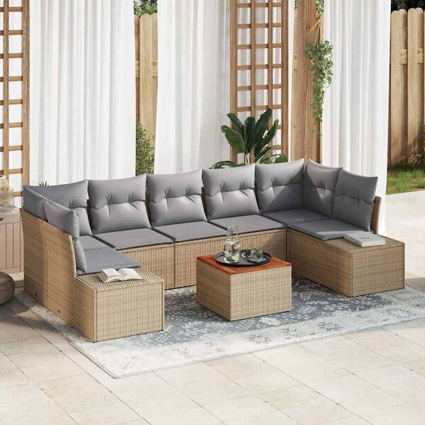 vidaXL Gartensofa-set mit Kissen 8 pcs Beige Poly-Rattan