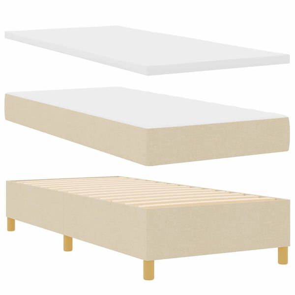 vidaXL Boxspringbett mit Matratze mit Kopfteil Creme 90 x 200 cm Stoff