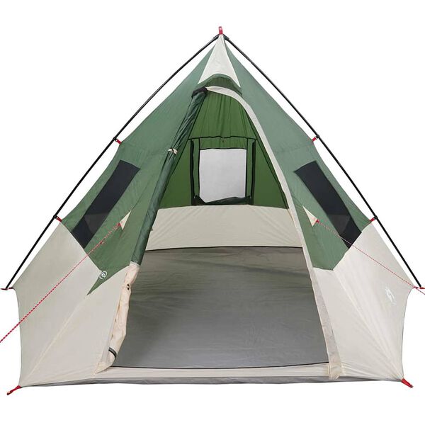 vidaXL Tipi Zelt mit Dach mit Speicher Gr&uuml;n 383 x 338 x 217 cm Taft