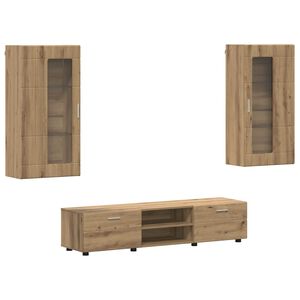 vidaXL TV-Schrankset FLORIN 3 Stk. Artisan-Eiche Holzwerkstoff