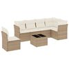 vidaXL 7-tlg. Garten-Sofagarnitur mit Kissen Beige Poly Rattan