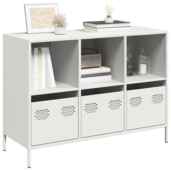 vidaXL Sideboard Wei&szlig; 101,5x39x73,5 cm Kaltgewalzter Stahl