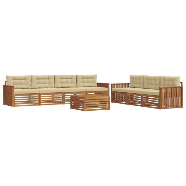 vidaXL Outdoor-Sofagarnitur mit Kissen 8 pcs Natur und Beige