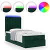 vidaXL Ottoman-Bett mit Matratzen & LEDs Dunkelgr&uuml;n 100x200 cm Samt