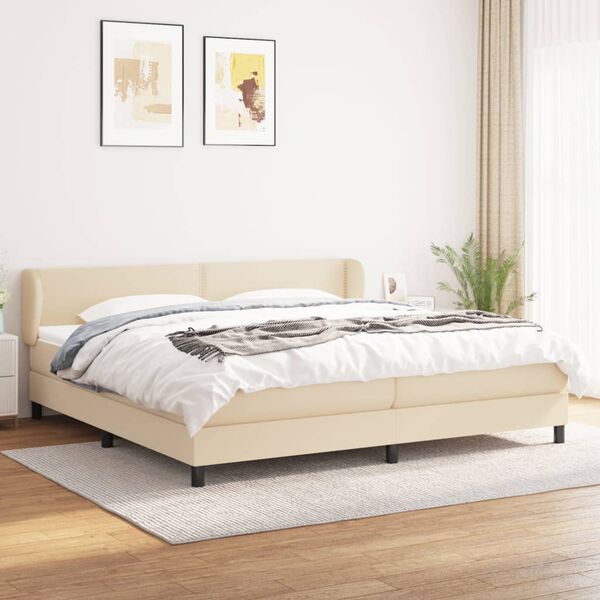 vidaXL Boxspringbett mit Matratze Creme 200x200 cm Stoff