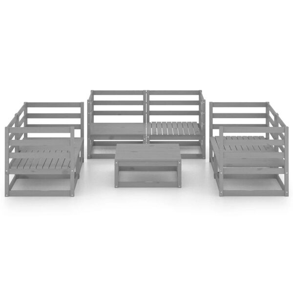 vidaXL 7-tlg. Garten-Lounge-Set Grau Massivholz Kiefer