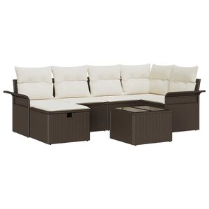 vidaXL Gartensofa-set mit Kissen mit Speicher 7 pcs Poly Rattan