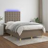 vidaXL Boxspringbett mit Matratze & LED Taupe 120x190 cm Stoff