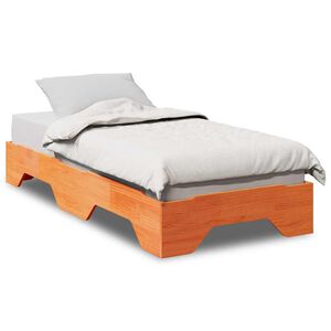 vidaXL Massivholzbett ohne Matratze Stapelbar Wachsbraun 75x190 cm