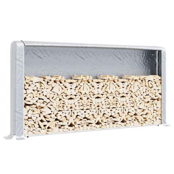 vidaXL Brennholzregal mit Regenschutz 300x25x150 cm Verzinkter Stahl