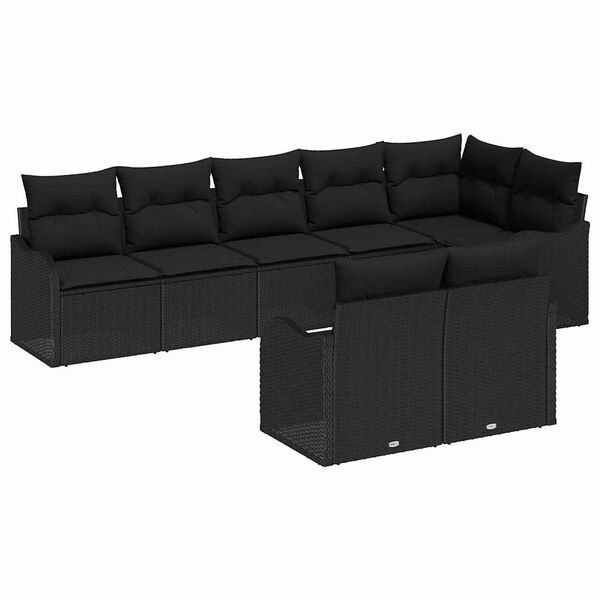 vidaXL Gartensofa-set 8 pcs Schwarz Poly-Rattan