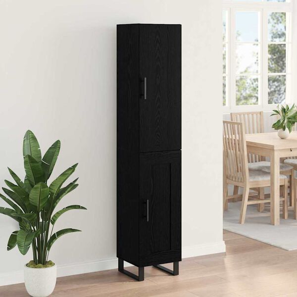 vidaXL Highboard Schwarz Eichen-Optik 34,5 x 34 x 180 cm Holzwerkstoff