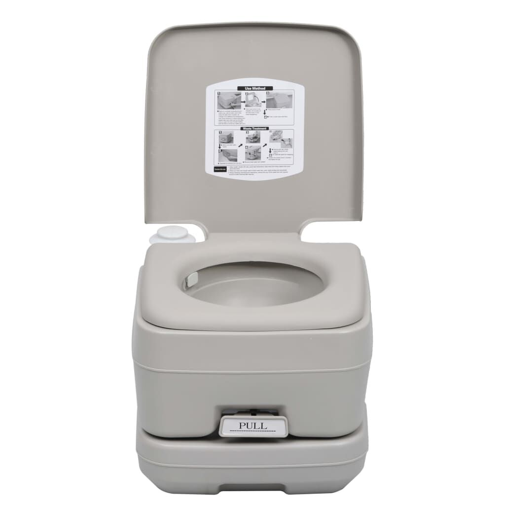 vidaXL Campingtoilette Tragbar Grau 20+10L Mobile Chemietoilette Toilette WC 