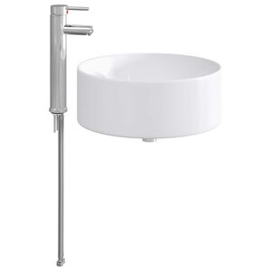 vidaXL Waschbecken mit Wasserhahn und Abfluss Chrom