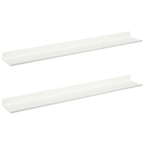 vidaXL Schwebendes Regal 2 stk. Wei&szlig; 60 x 8,5 x 2,5 cm Stahl