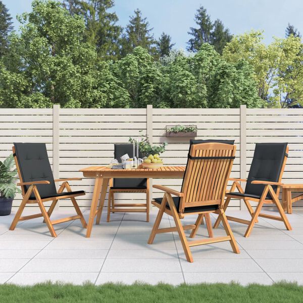 vidaXL Gartenst&uuml;hle mit Kissen 4 Stk. Massivholz Teak