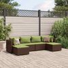 vidaXL 6-tlg. Garten-Lounge-Set mit Kissen Braun Poly Rattan