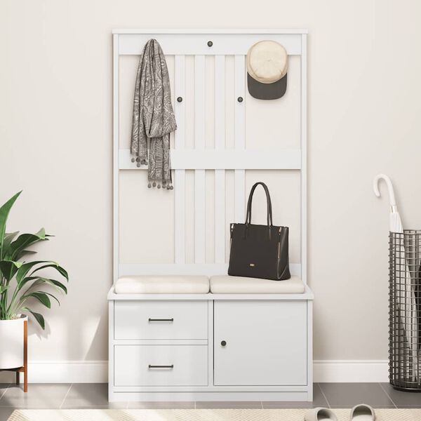 vidaXL Garderobenständer SANDNES Weiß 87x40x159,5cm Massivholz Kiefer