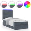 vidaXL Ottoman-Bett mit Matratzen & LEDs Dunkelgrau 90x200 cm Samt