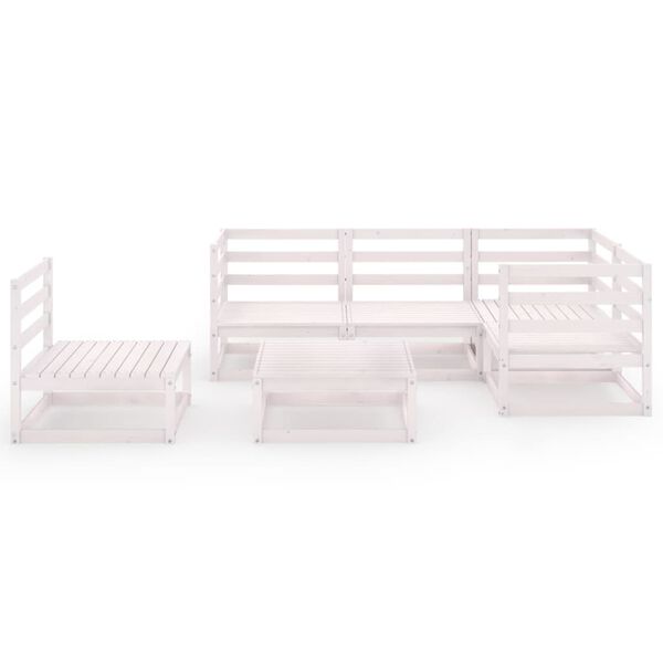 vidaXL 6-tlg. Garten-Lounge-Set Wei&szlig; Massivholz Kiefer