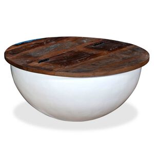 vidaXL Couchtisch Altholz Massiv Wei&szlig; Schalenform