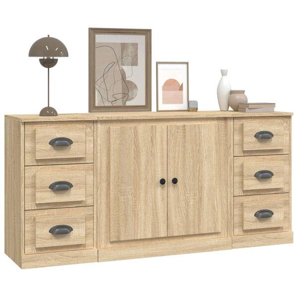 vidaXL Sideboards 3 Stk. Sonoma-Eiche Holzwerkstoff