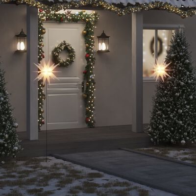 vidaXL LED-Weihnachtsstern mit Erdspieß Faltbar Weiß 57 cm