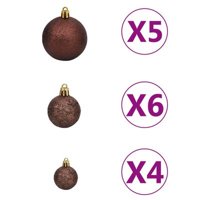 vidaXL Künstlicher Weihnachtsbaum LEDs & Kugeln Beschneit 120cm PVC PE