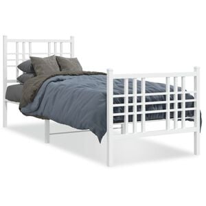 vidaXL Bettgestell mit Kopf- und Fu&szlig;teil Metall Wei&szlig; 80x200 cm