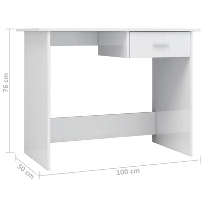 vidaXL Schreibtisch Hochglanz-Weiß 100×50×76 cm Holzwerkstoff