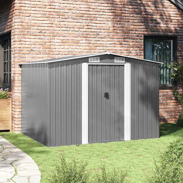 vidaXL Gartenschuppen Grau Metall 257 x 205 x 178 cm
