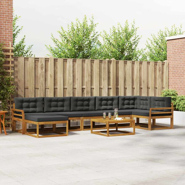 vidaXL Outdoor-Sofagarnitur mit Kissen 8 pcs Natur und Anthrazit