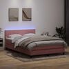 vidaXL Boxspringbett mit Matratze & LED Rosa 140x220 cm Samt