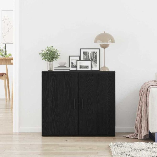 vidaXL Sideboard Schwarz Eichen-Optik 80 x 33 x 70 cm Holzwerkstoff