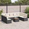vidaXL Gartensofa-set 10 pcs Schwarz und Creme Poly-Rattan