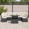 vidaXL Garten-Sofa-Set mit Kissen 8 pcs Schwarz und Creme Poly-Rattan