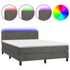 vidaXL Boxspringbett mit Matratze & LED Dunkelgrau 140x200 cm Samt