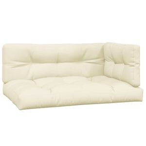 vidaXL Palettenkissen 3-tlg. Creme Stoff