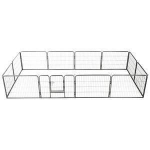 vidaXL Hunde-Laufgitter 12 Paneele Stahl 80x60 cm Schwarz