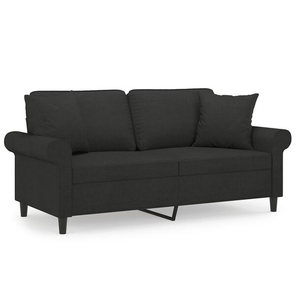 vidaXL 2-Sitzer-Sofa mit Kissen Schwarz 140 cm Stoff