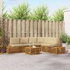 vidaXL Outdoor-Sofagarnitur mit Kissen 7 St&uuml;ck Natur und Beige