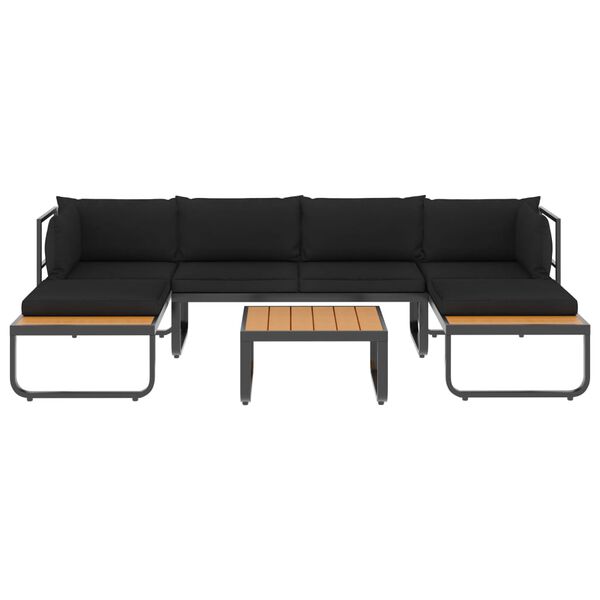 vidaXL 4-tlg. Garten-Ecksofa-Set mit Auflagen Aluminium und WPC