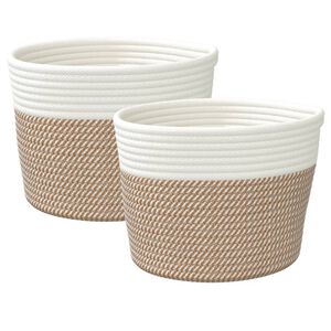 vidaXL Aufbewahrungsk&ouml;rbe 2 Stk. Braun und Wei&szlig; &Oslash;24x18 cm Baumwolle
