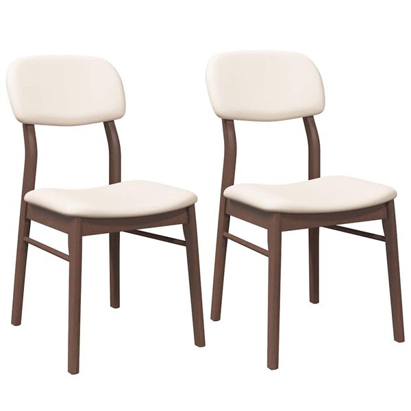 vidaXL Esszimmerst&uuml;hle mit Kissen 2 Stk. Braun Massivholz Gummibaum