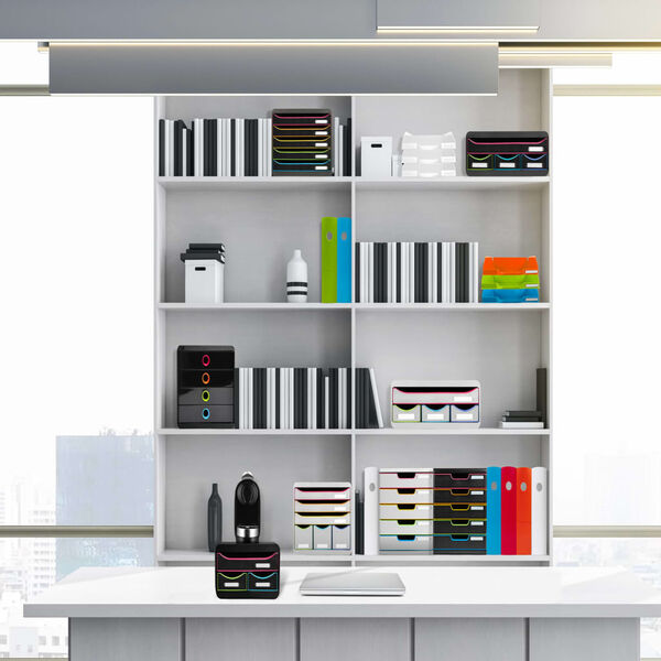 Exacompta Small-Box Schubladenbox Black Office mit 3 Laden Schwarz