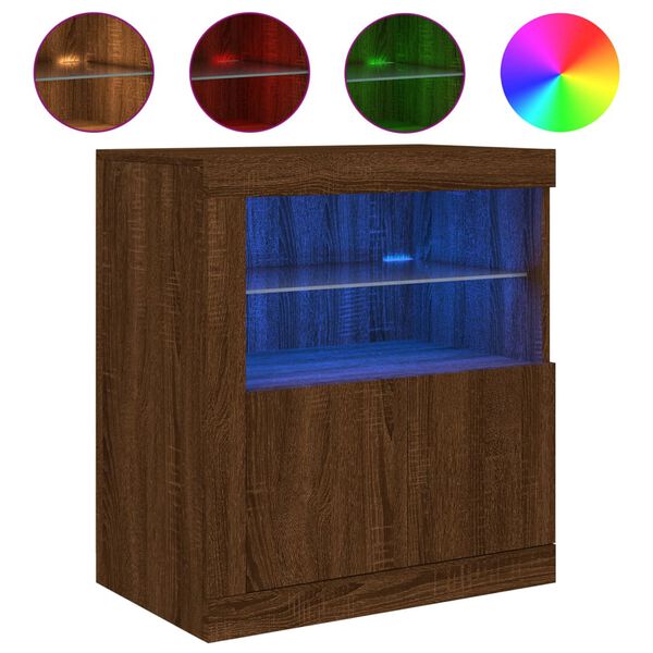 vidaXL Sideboard mit LED-Leuchten Braun Eichen-Optik 60,5x37x67 cm