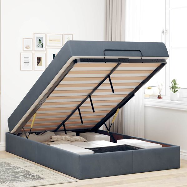 vidaXL Bettgestell mit Matratze mit Matratze 2 pcs Dunkelgrau Samt