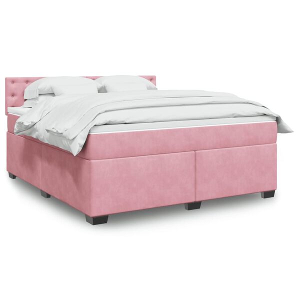 vidaXL Boxspringbett mit Matratze Rosa 180x200 cm Samt
